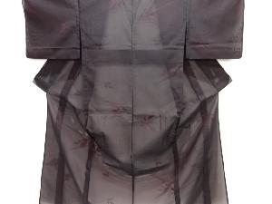 大正ロマン　紗草葉模様織り出し着物